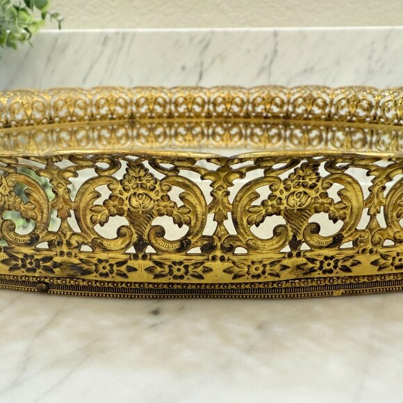 Vintage Hollywood Regency Vanity Mirror/Tray - Picture 7 of 14